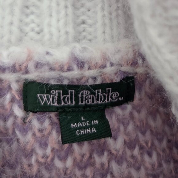 Trendy! Wild Fable Cropped Fuzzy Knit Sweater - Pastel Fair Isle - Size L - Picture 5 of 6